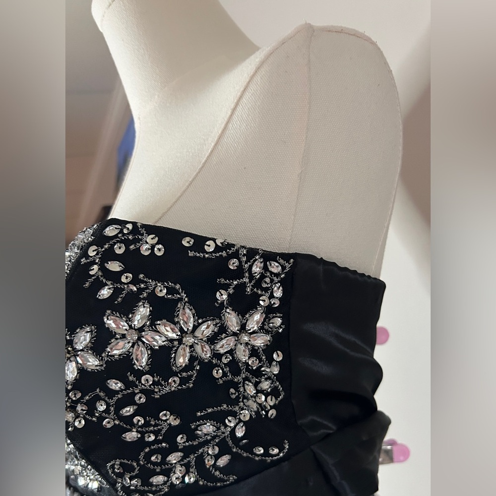 NWT B DARLIN Babydoll Rhinestone Strapless Asymmetric Y2K Prom Formal Dress | 11 - Picture 8 of 12